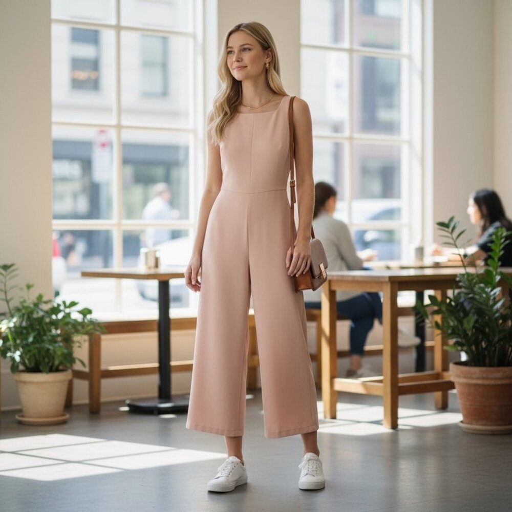 Aritzia Blush Pink Sleeveless Wide-Leg Jumpsuit